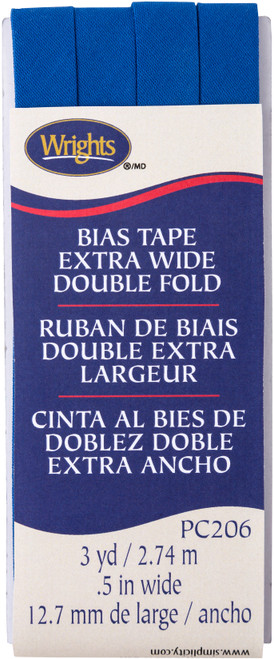 Wrights Double Fold Bias Tape .5"X3yd-Snorkel Blue - 117-206-672 - 070659964855