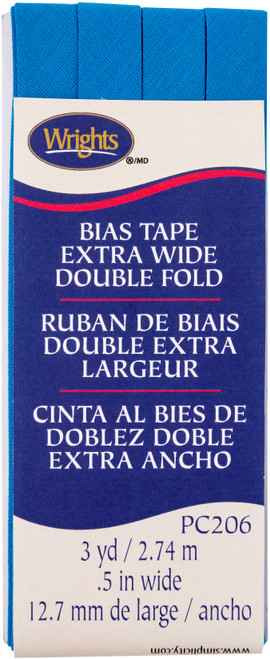 Wrights Double Fold Bias Tape .5"X3yd-Teal - 117-206-916 - 070659964831
