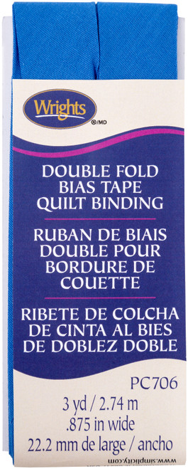 Wrights Double Fold Quilt Binding .875"X3yd-Royal - 117-706-050 - 070659965043 Wrights Double Fold Quilt Binding .875"X3yd-Royal - 117-706-050 - 070659965043