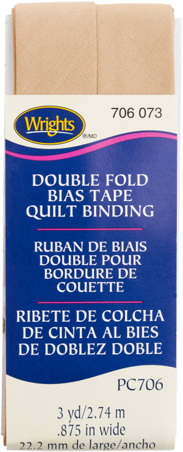 Wrights Double Fold Quilt Binding .875"X3yd-Tan - 117-706-073 - 070659964916
