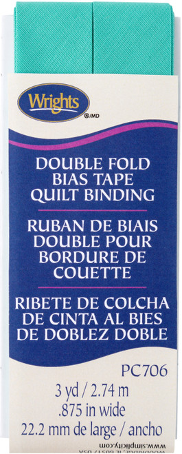 Wrights Double Fold Quilt Binding .875"X3yd-Aquamarine II - 117-706-1371 - 070659924705 Wrights Double Fold Quilt Binding .875"X3yd-Aquamarine II - 117-706-1371 - 070659924705