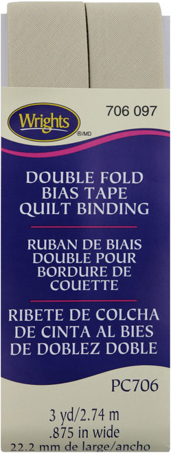 Wrights Double Fold Quilt Binding .875"X3yd-Khaki - 117-706-097 - 070659964930