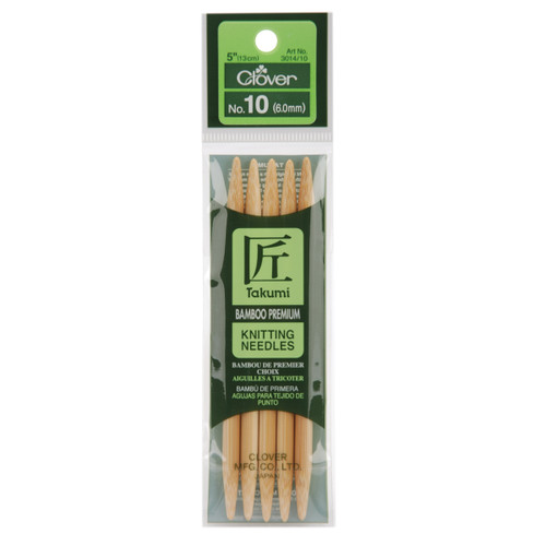 Takumi Bamboo Double Point Knitting Needles 5" 5/Pkg-Size 10/6mm - 3014-10 - 051221221309 Takumi Bamboo Double Point Knitting Needles 5" 5/Pkg-Size 10/6mm - 3014-10 - 051221221309