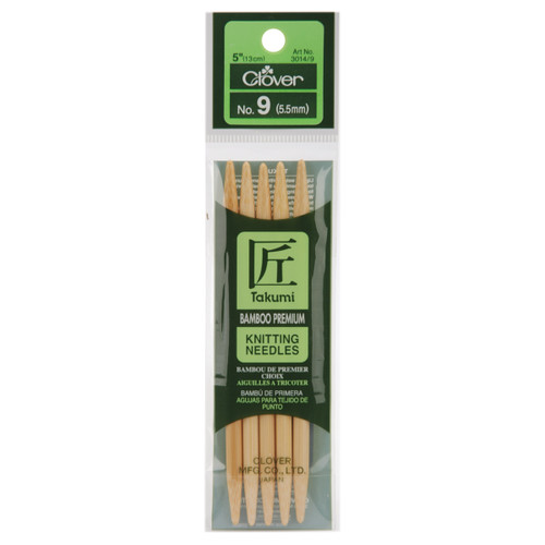 Takumi Bamboo Double Point Knitting Needles 5" 5/Pkg-Size 9/5.5mm - 3014-9 - 051221221293 Takumi Bamboo Double Point Knitting Needles 5" 5/Pkg-Size 9/5.5mm - 3014-9 - 051221221293