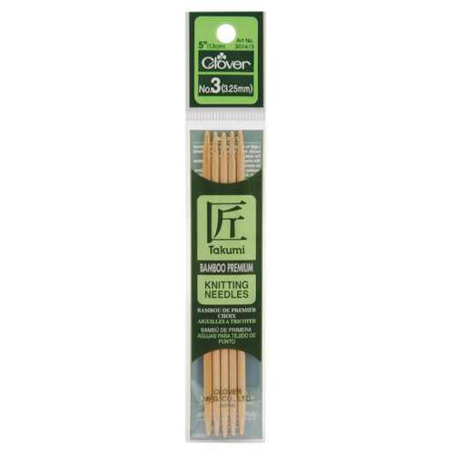 Takumi Bamboo Double Point Knitting Needles 5" 5/Pkg-Size 3/3.25mm - 3014-3 - 051221221231 Takumi Bamboo Double Point Knitting Needles 5" 5/Pkg-Size 3/3.25mm - 3014-3 - 051221221231