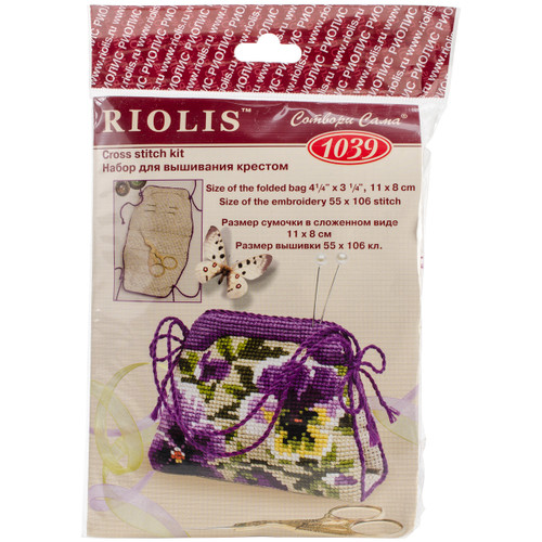 RIOLIS Counted Cross Stitch Kit 4.25"X3.25"-Pansy Pincushion (14 Count) R1039 - 4607154522431