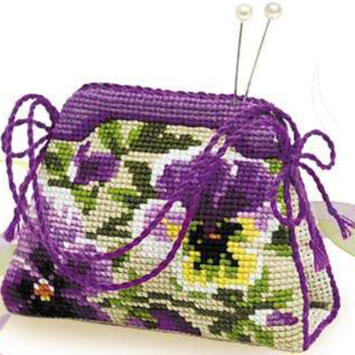 RIOLIS Counted Cross Stitch Kit 4.25"X3.25"-Pansy Pincushion (14 Count) - R1039