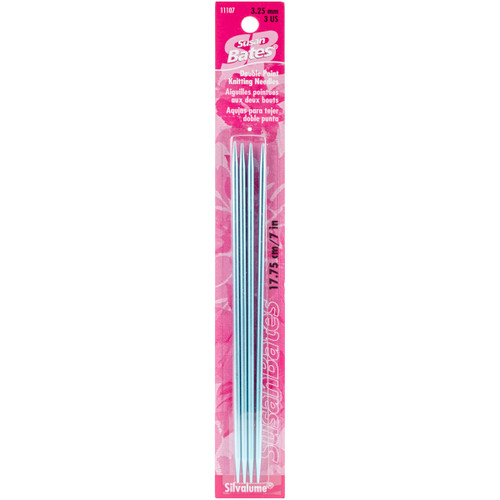 Susan Bates Silvalume Double Point Knitting Needles 7" 4/Pkg-Size 3/3.25mm - 111073 - 077216001039 Susan Bates Silvalume Double Point Knitting Needles 7" 4/Pkg-Size 3/3.25mm - 111073 - 077216001039