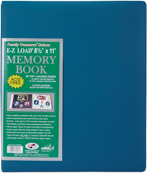 Pioneer Family Treasures Fabric Post Bound Album 8.5"X11"-Seabreeze Blue - FTM811-60300 - 023602603004