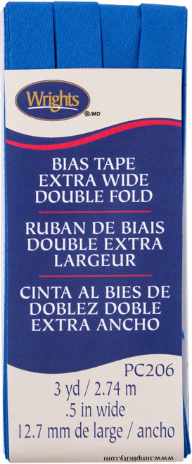 Wrights Double Fold Bias Tape .5"X3yd-Royal - 117-206-050 - 070659951329