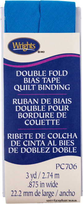 Wrights Double Fold Quilt Binding .875"X3yd-Teal - 117-706-916 - 070659964947