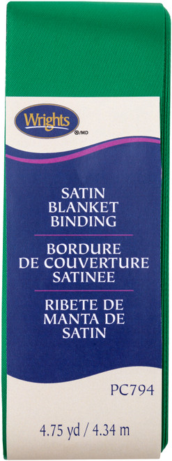 Wrights Single Fold Satin Blanket Binding 2"X4.75yd-Emerald 117-794-044 - 070659924538