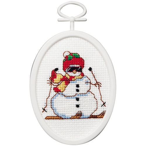 Janlynn Mini Counted Cross Stitch Kit 2.75" Oval-Skiing Dude (18 Count) 1143-41