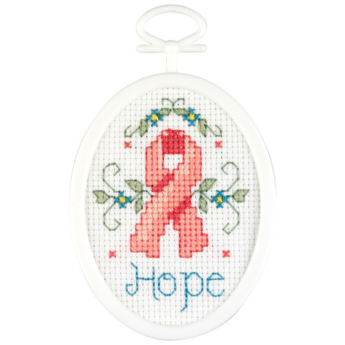 Janlynn Mini Counted Cross Stitch Kit 2.75" Oval-Hope (18 Count) 21-1528