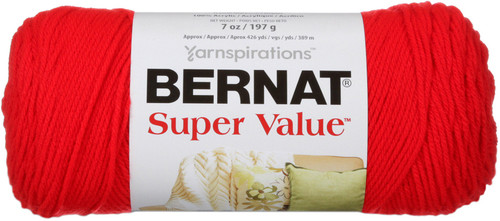 Bernat Super Value Solid Yarn-True Red 164053-53707 - 057355363700