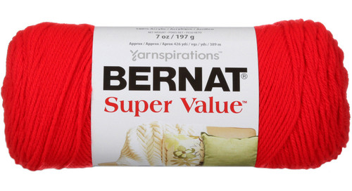 Bernat Super Value Solid Yarn-True Red - 164053-53707 - 057355363700