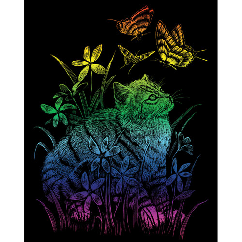 Royal & Langnickel(R) Rainbow Foil Engraving Art Kit 8"X10"-Kitten & Butterflies - RAINFL-26