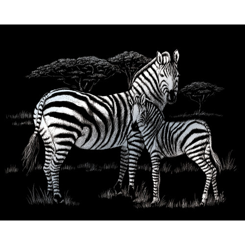 Royal & Langnickel(R) Silver Foil Engraving Art Kit 8"X10"-Zebras - SILVFL-39