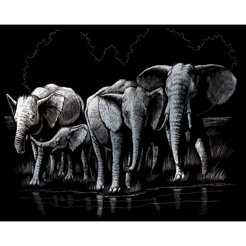 Royal & Langnickel(R) Silver Foil Engraving Art Kit 8"X10"-Elephant Herd - SILVFL-40