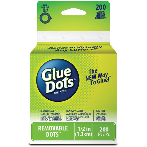 Glue Dots Clear Dot Roll-Removable .5" 200/Pkg GD08248 - 634524031129