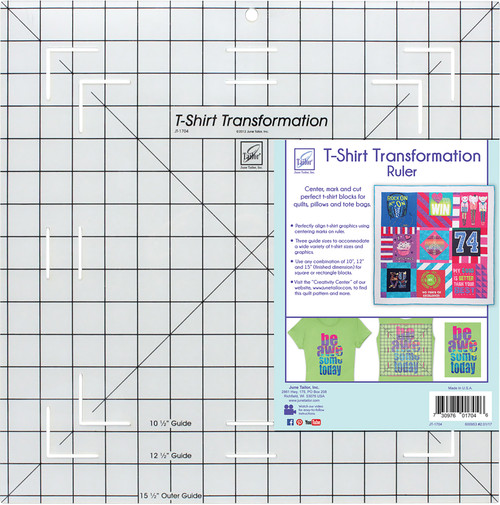 June Tailor T-Shirt Transformation Ruler-15-1/2"X15-1/2" - JT-1704 - 730976017046 June Tailor T-Shirt Transformation Ruler-15-1/2"X15-1/2" - JT-1704 - 730976017046