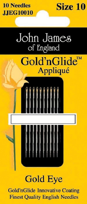 John James Gold'n Glide Applique Hand Needles-Size 10 10/Pkg - JJEG100-10 - 783932202697