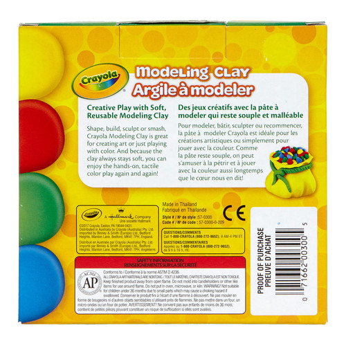 Crayola Modeling Clay 4oz 4/Pkg-Red, Blue, Green & Yellow 57-0300