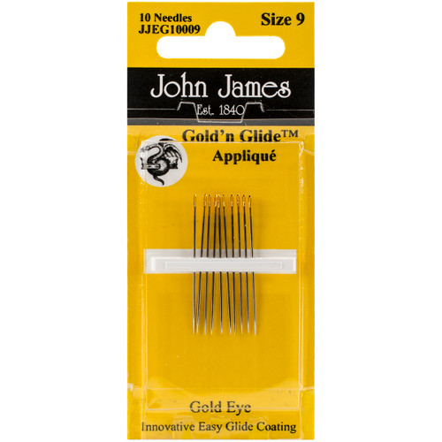 John James Gold'n Glide Applique Hand Needles-Size 9 10/Pkg JJEG100-9