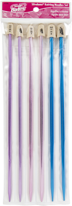 Susan Bates Silvalume Single Point Knitting Needles 10" Set-Sizes 6 To 8 - 11191 - 077216002661 Susan Bates Silvalume Single Point Knitting Needles 10" Set-Sizes 6 To 8 - 11191 - 077216002661