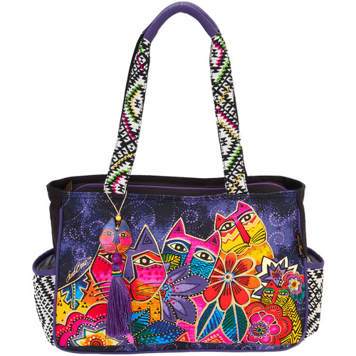 Laurel Burch Medium Tote 14.5"X4"X10"-Whiskered Cats - LB5842 - 651462152358 Laurel Burch Medium Tote 14.5"X4"X10"-Whiskered Cats - LB5842 - 651462152358
