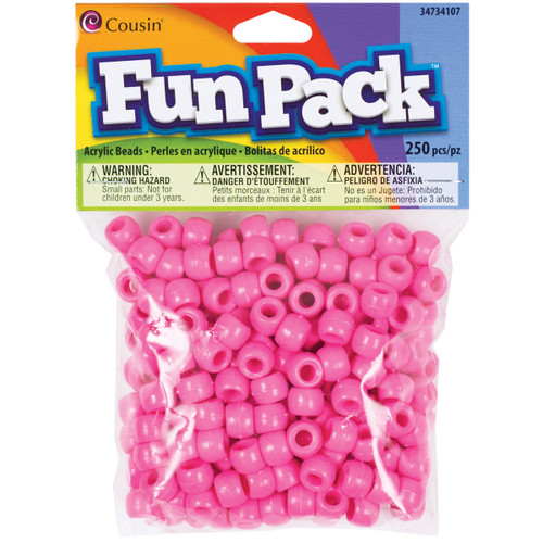 Cousin Fun Pack Acrylic Pony Beads 250/Pkg-Pink CCPONY-34107 - 016321082809
