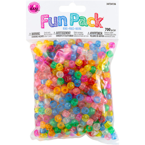 CousinDIY Fun Pack Acrylic Pony Beads 700/Pkg-Transparent Rainbow - CCMIX-34136 - 016321083103