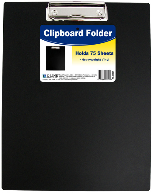 C-Line Vinyl Clipboard Folder 12.75"X9"-Black 30601 - 038944306018
