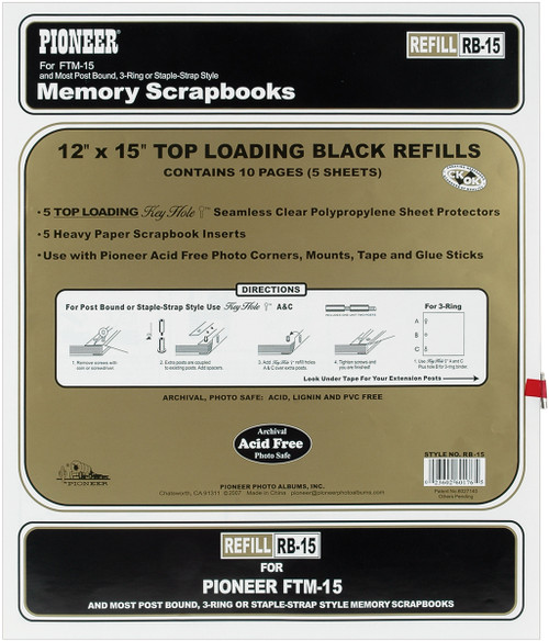 Pioneer Universal Top-Loading Page Protectors 5/Pkg-12"X15" (W/Black Inserts) - RB15 - 023602601765 Pioneer Universal Top-Loading Page Protectors 5/Pkg-12"X15" (W/Black Inserts) - RB15 - 023602601765
