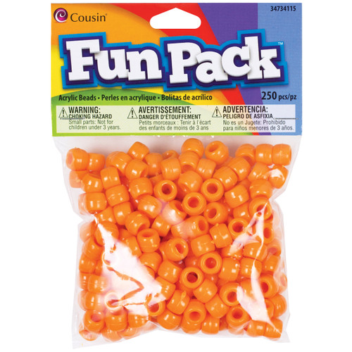 Cousin Fun Pack Acrylic Pony Beads 250/Pkg-Orange A50026MP-34115 - 016321082885