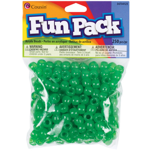 CousinDIY Fun Pack Acrylic Pony Beads 250/Pkg-Green - 5A002F6Y-34123 - 016321082960