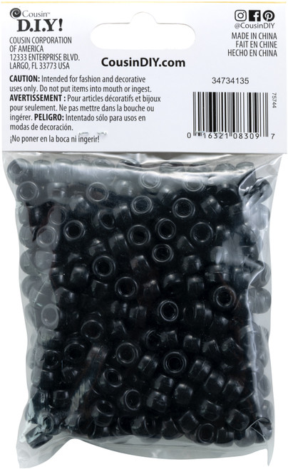 CousinDIY Fun Pack Acrylic Pony Beads 250/Pkg-Black - 5A002F6V-34135 CousinDIY Fun Pack Acrylic Pony Beads 250/Pkg-Black - 5A002F6V-34135