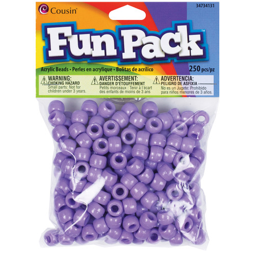CousinDIY Fun Pack Acrylic Pony Beads 250/Pkg-Purple - 5A002F70-34131 - 016321083059