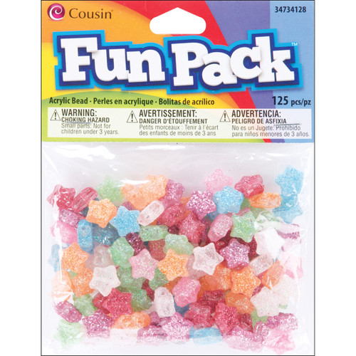 Cousin Fun Pack Acrylic Star Beads 125/Pkg-Assorted Glitter 34734128 - 016321083028