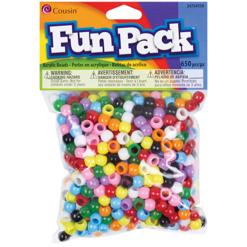 Cousin Fun Pack Acrylic Pony Beads 650/Pkg-Assorted Colors 34734130 - 016321083042