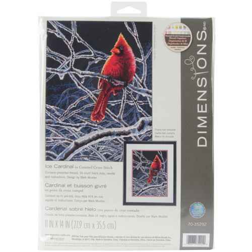 Dimensions Counted Cross Stitch Kit 11"X14"-Ice Cardinal (14 Count) 70-35292 - 088677352929