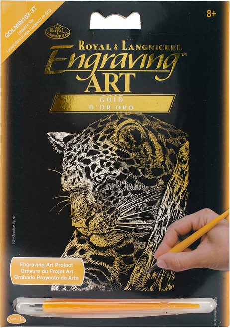 Royal & Langnickel(R) Gold Foil Engraving Art Mini Kit 5"X7"-Leopard In Tree - GOLMIN-103 - 090672944092