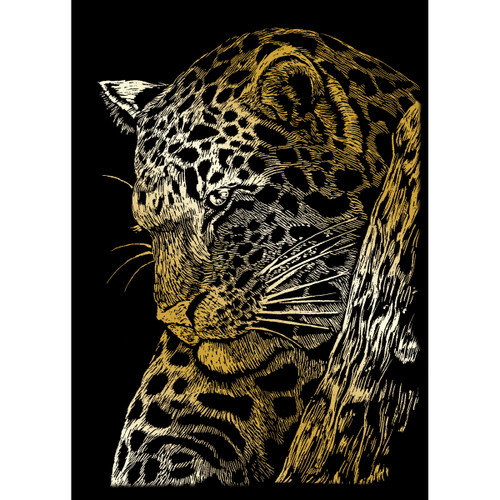 Royal & Langnickel(R) Gold Foil Engraving Art Mini Kit 5"X7"-Leopard In Tree - GOLMIN-103