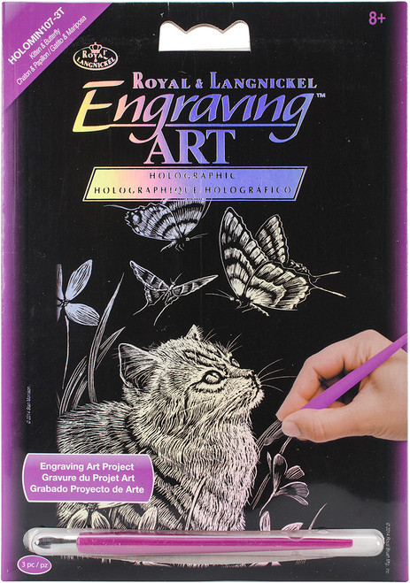 Royal & Langnickel(R) Holographic Foil Engraving Kit 5"X7"-Kitten & Butterfly - HOLOMIN-107 - 090672944115