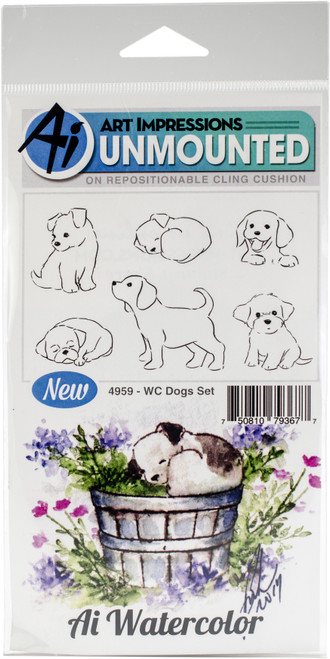 Art Impressions Watercolor Cling Rubber Stamps -Dogs WC4959 - 750810793677