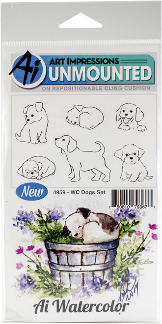 Art Impressions Watercolor Cling Rubber Stamps-Dogs WC4959 - 750810793677