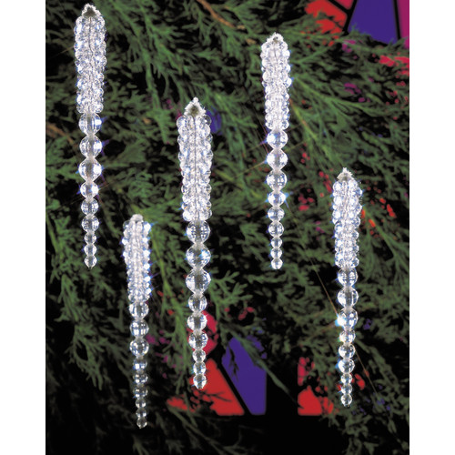 The Beadery Holiday Beaded Ornament Kit-Sparkling Icicles 3.75" Makes 30 - BOK-5489