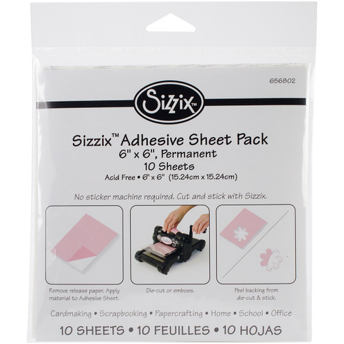 Sizzix Adhesive Sheets 6"X6" 10/Pkg-Permanent - 656802 - 841182053985