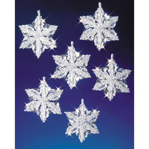 The Beadery Holiday Beaded Ornament Kit-Snow Crystals 3.5" Makes 6 - BOK-5532