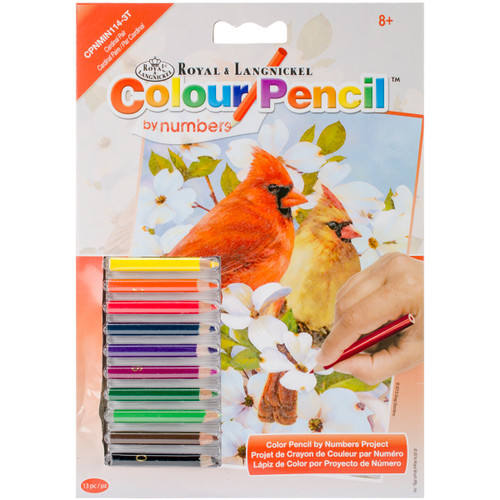 Royal & Langnickel(R) Mini Color Pencil By Number Kit 5"X7"-Cardinal Pair CPNMIN-114 - 090672944375